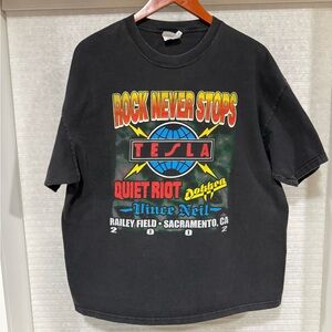 2002 Rock Never Stops Tour Shirt Tesla